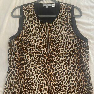 Zoe & Sam 100% Silk Leopard print sleeveless top - Size L